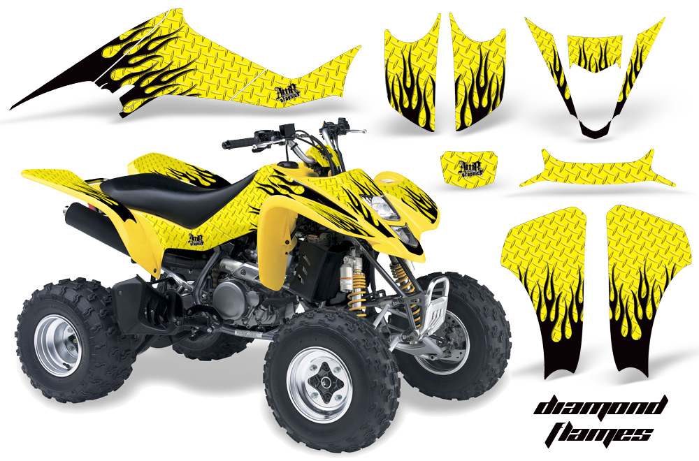 Suzuki LTZ400 03-08 Graphics Kit DiamondFlames Yellow